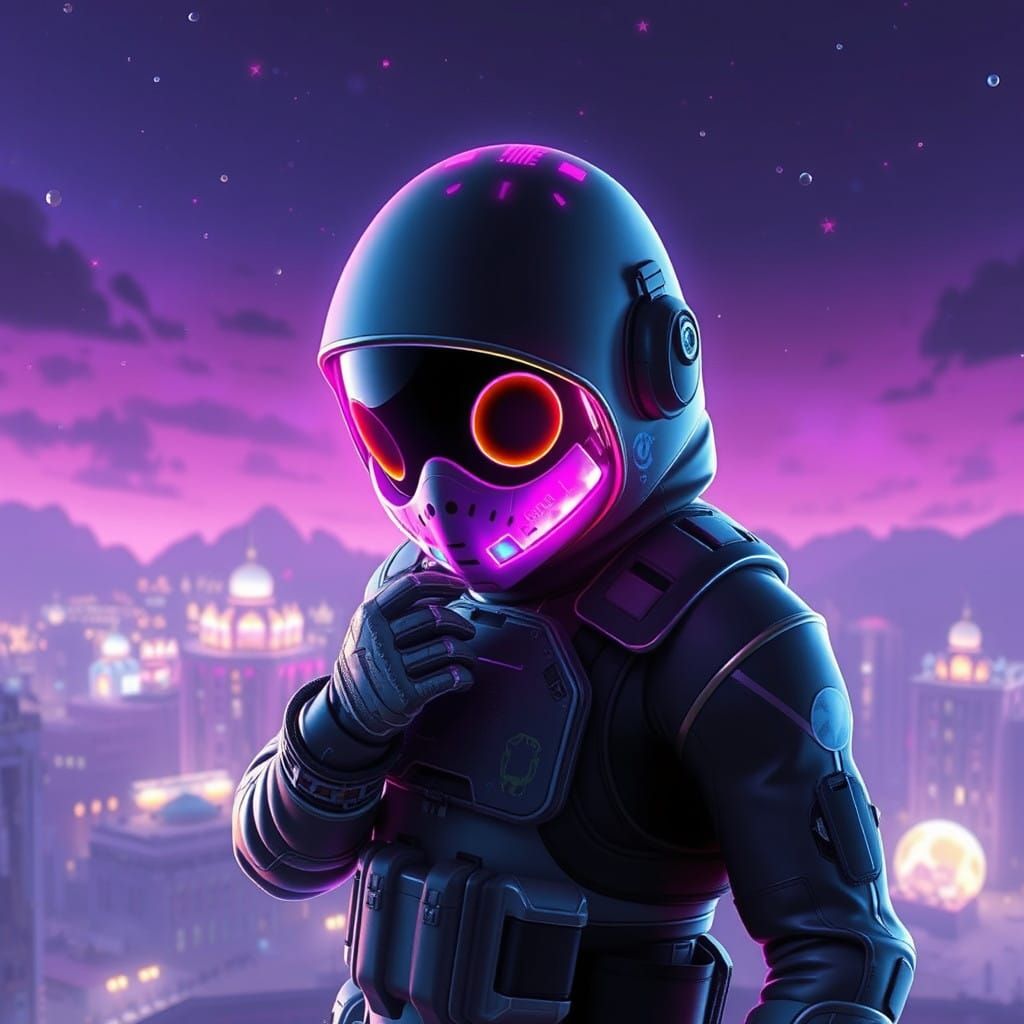 Surreal Cyberpunk Portrait of a Fortnite Cuddle Leader