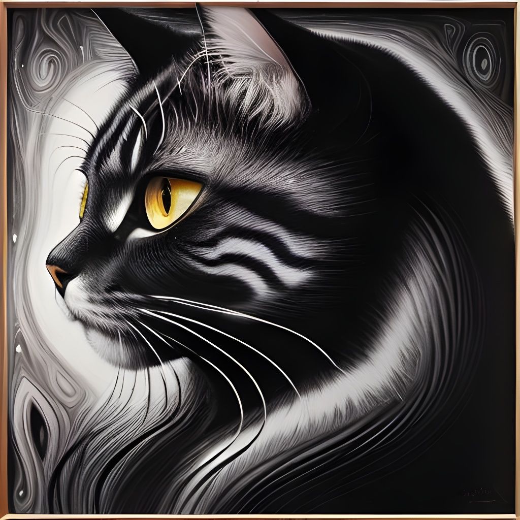 Abstract Cat Portrait in Expressionist Style