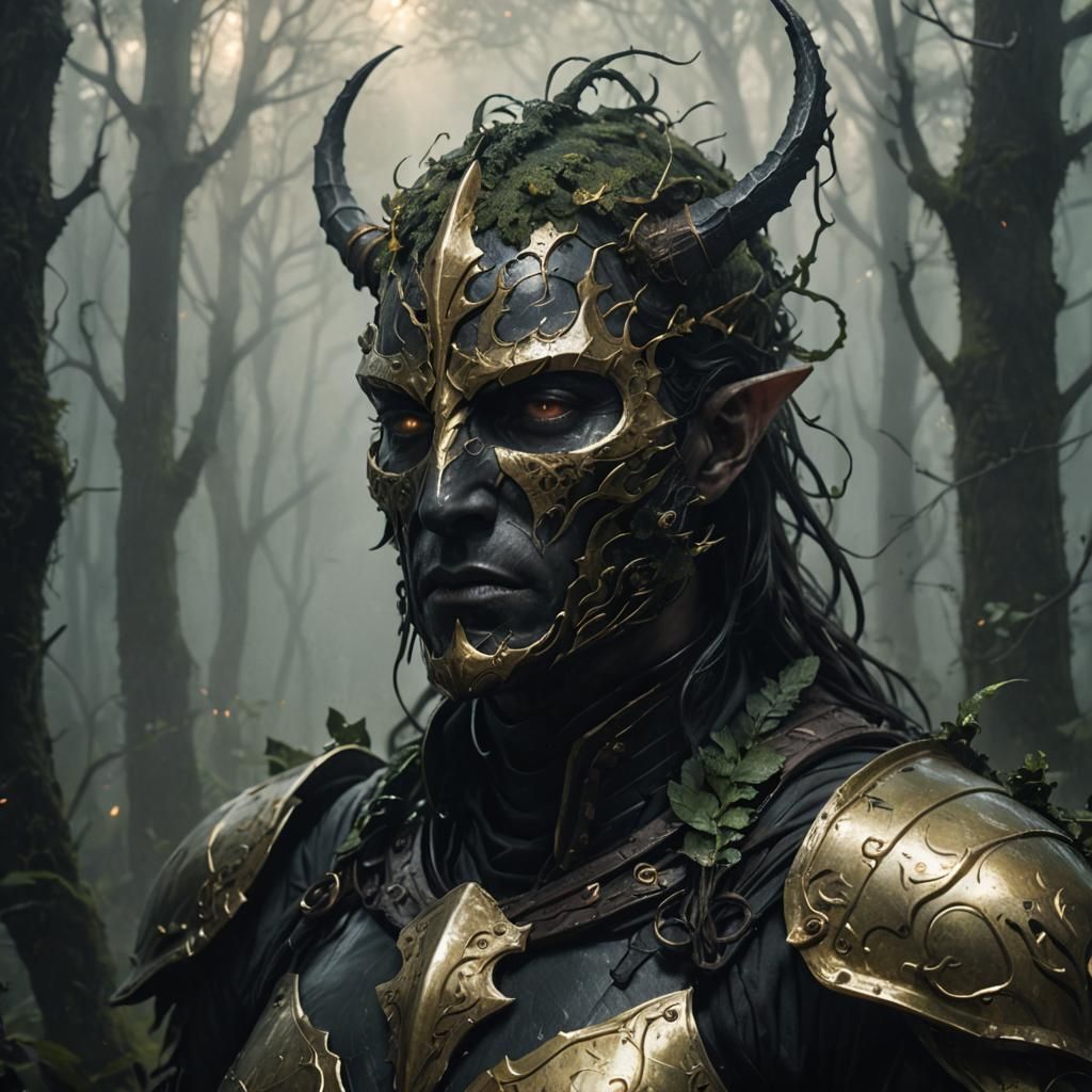 Dark fantasy concept art. Close up head and shoulders portra...