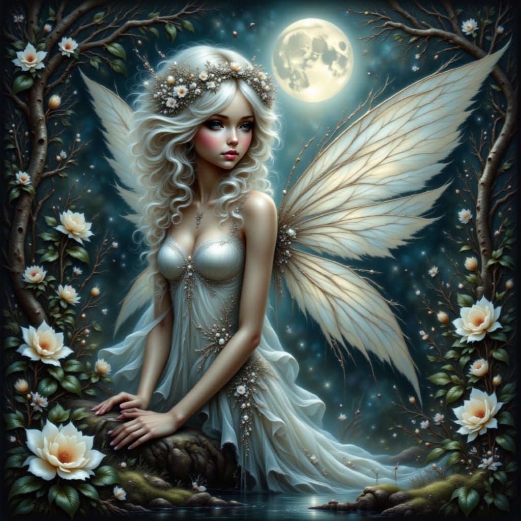 Ethereal Fairy Queen in Moonlit Glade