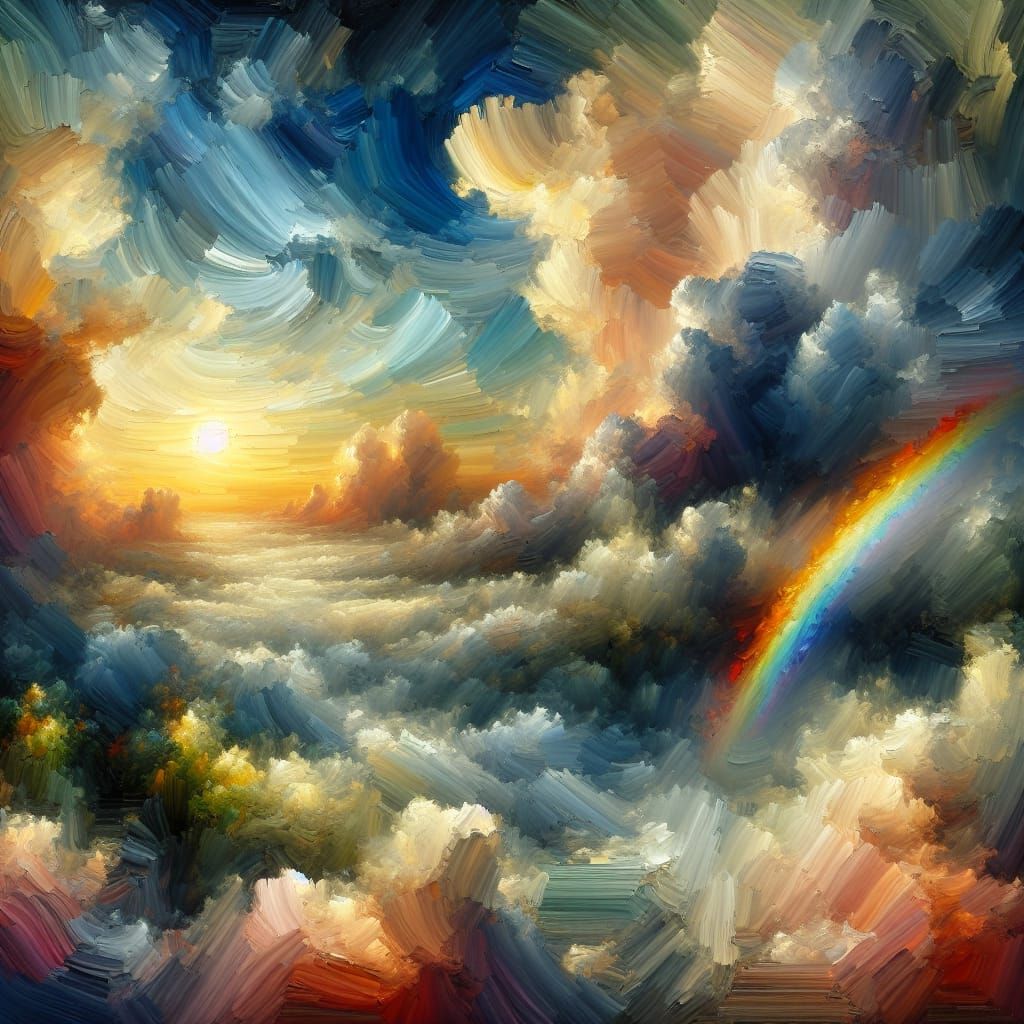 Post-Storm Cloudscape in Impasto Style