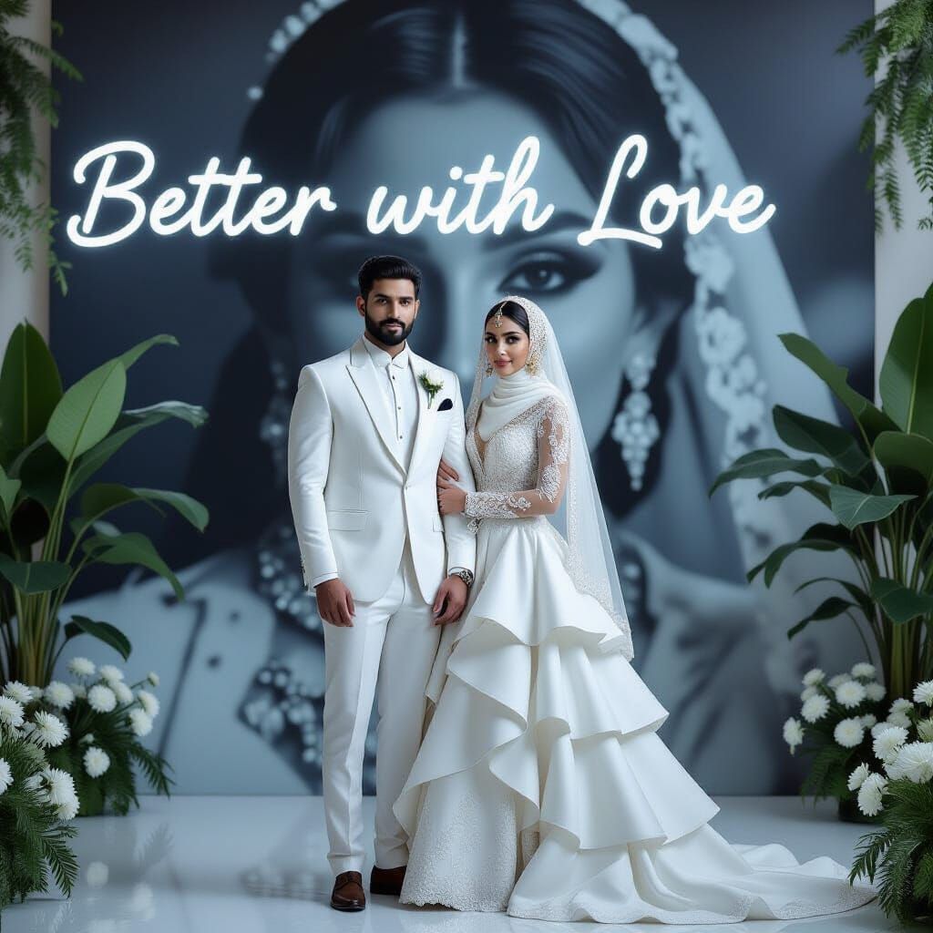 Romantic South Asian Couple in Cinematic Wedding Portrait