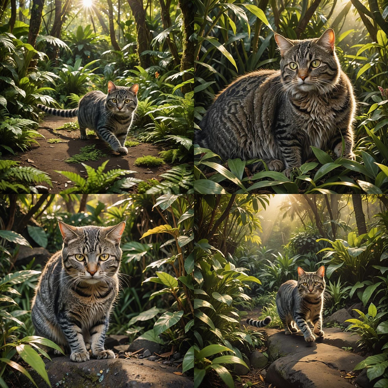 Grey Tabby Cat Chasing Gecko in Hawaii