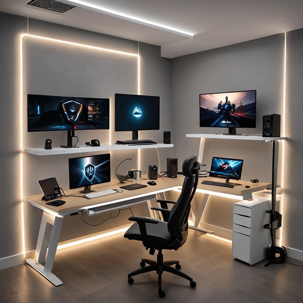 Ergonomic Gaming Workstation with Ambient Lighting