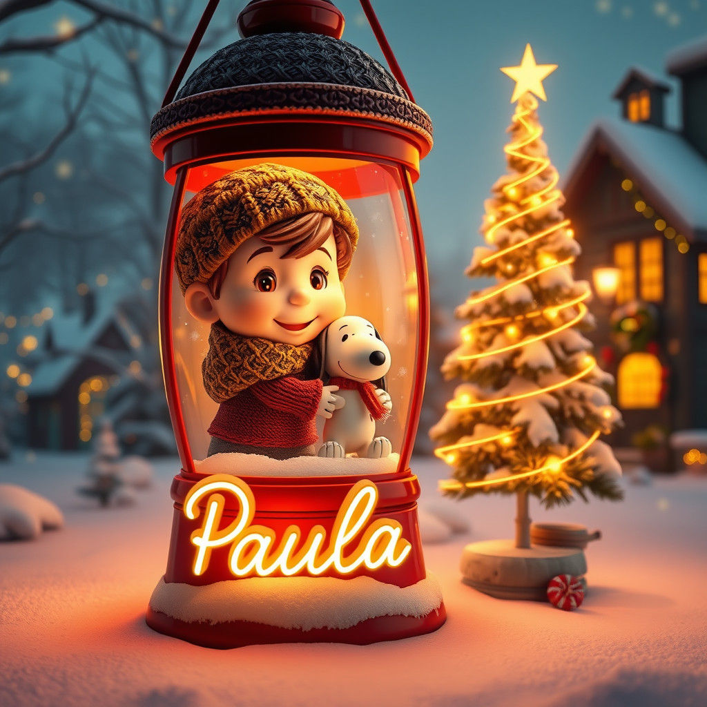 Crimson Snow Lantern in Winter Wonderland