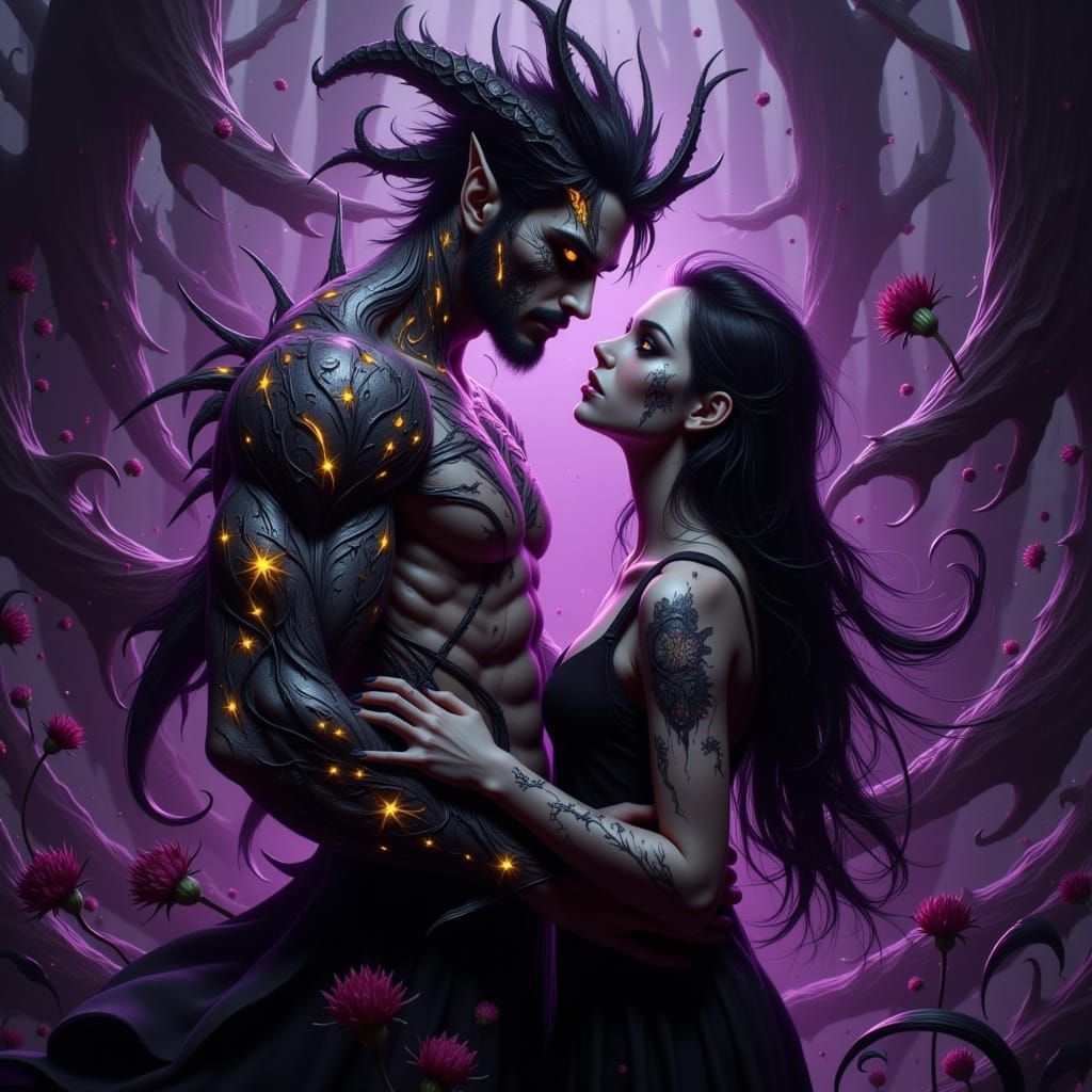 Ethereal Fae Reveals Love amidst Dark Fantasy Landscape