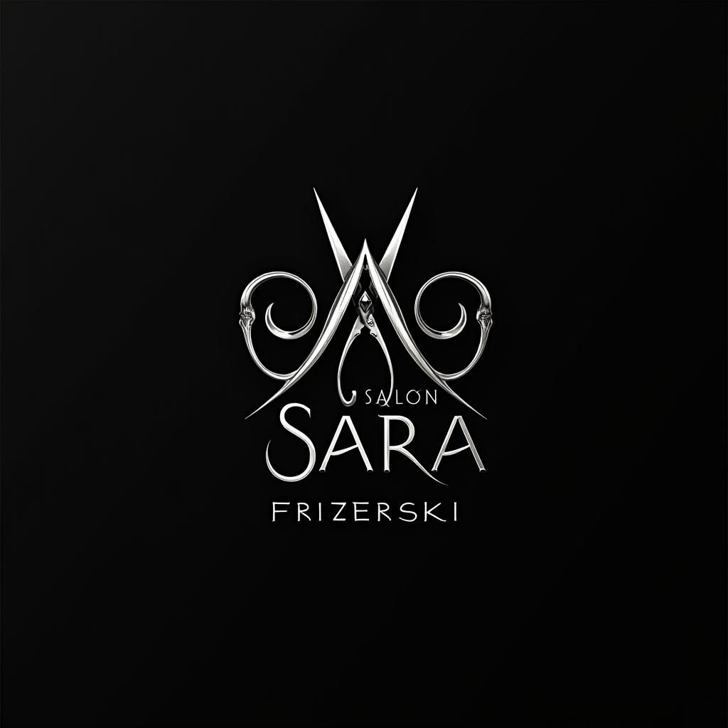 Elegant Black and White Logo with Scissors Detail