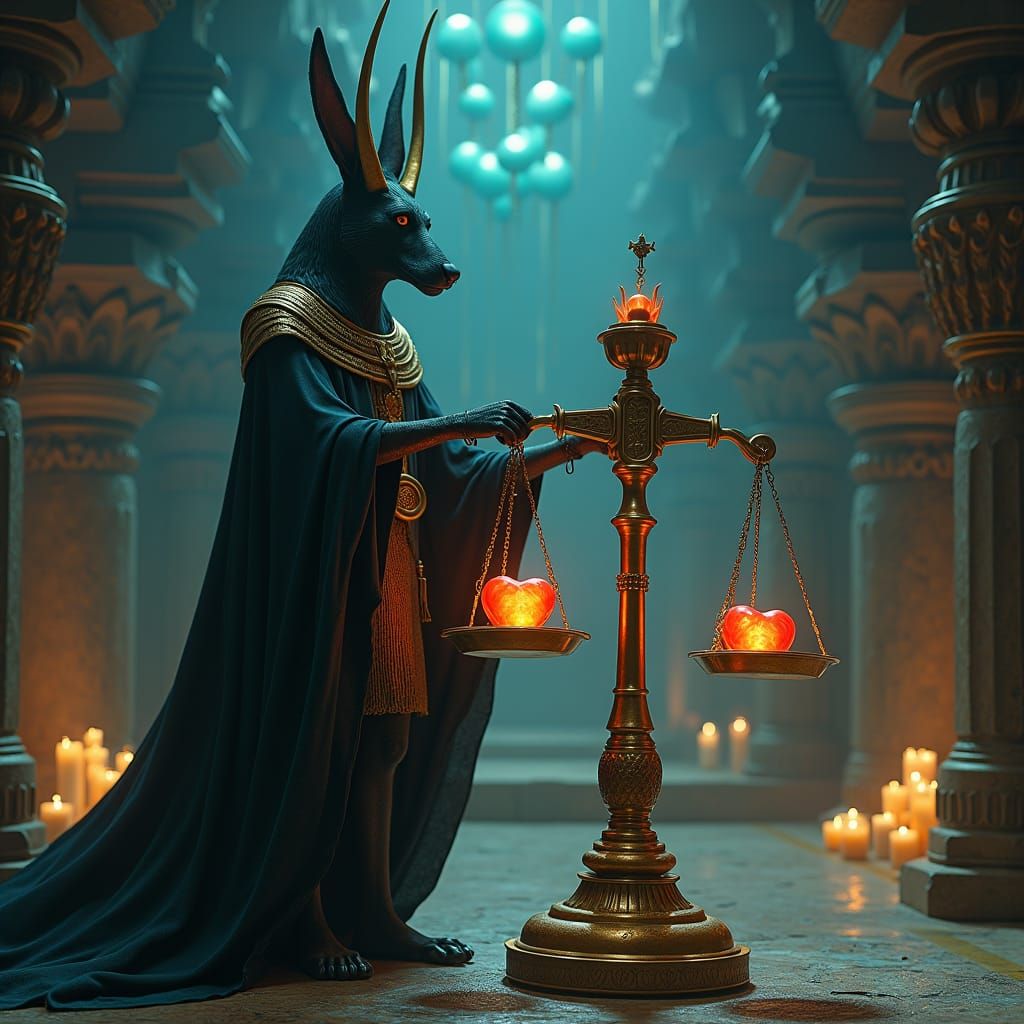 Anubis Weighs Hearts in the Afterlife
