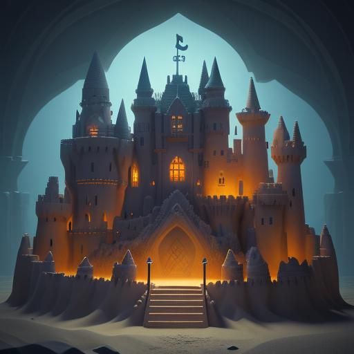 Surreal Sandcastle in Lavish Living Room: Matte Painting