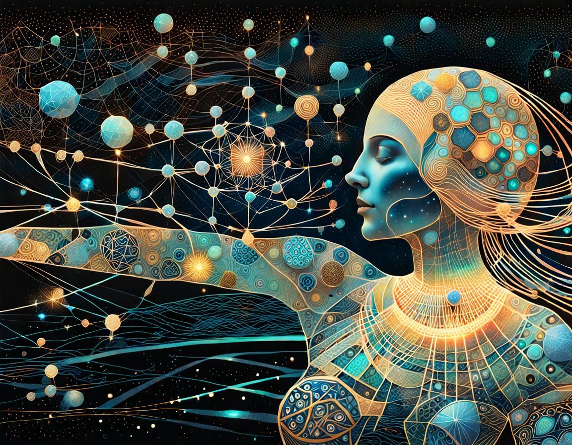 Network Aesthetic Illustration in Mixed Media Style