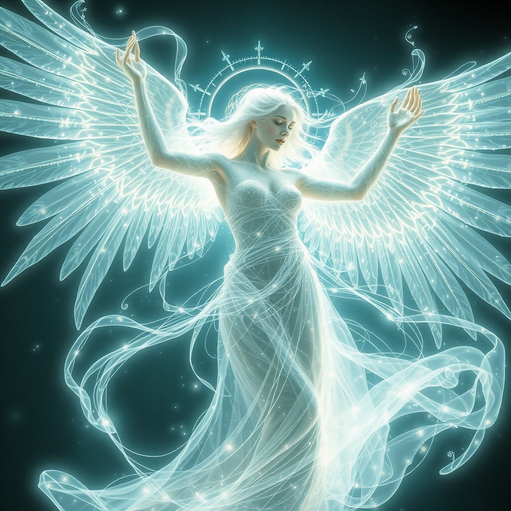 Ethereal Albino Woman Dancing in Laser Light