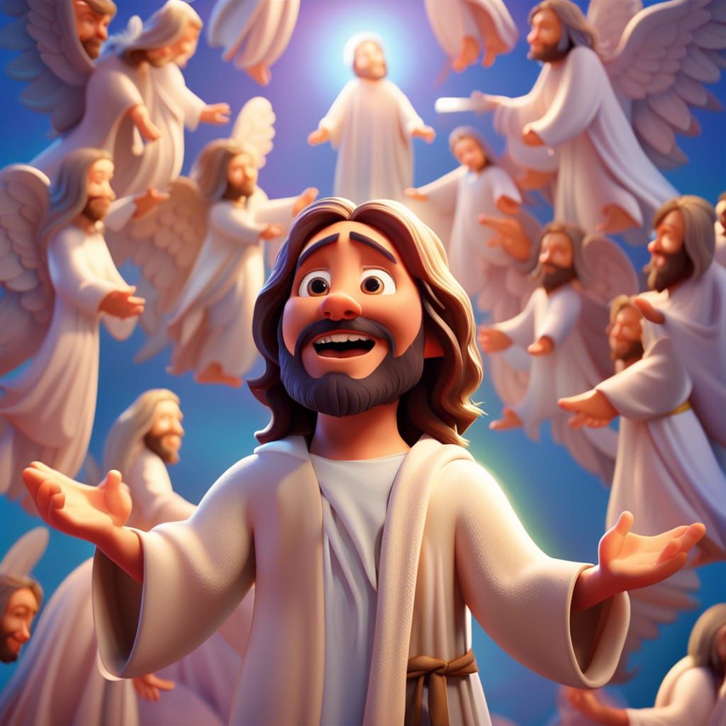Jesus with Angels: 3D Digital Art