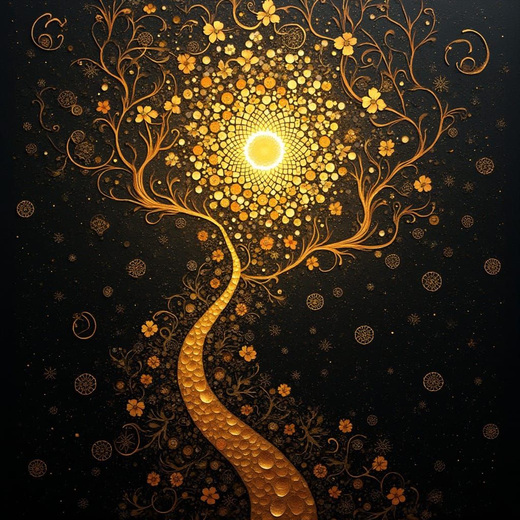 Ethereal Black and Gold Pattern Unfolds like a Fantastical A...