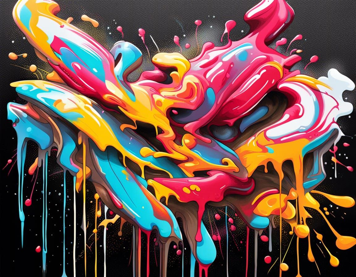 Colorful Polychromatic Graffiti Street Art