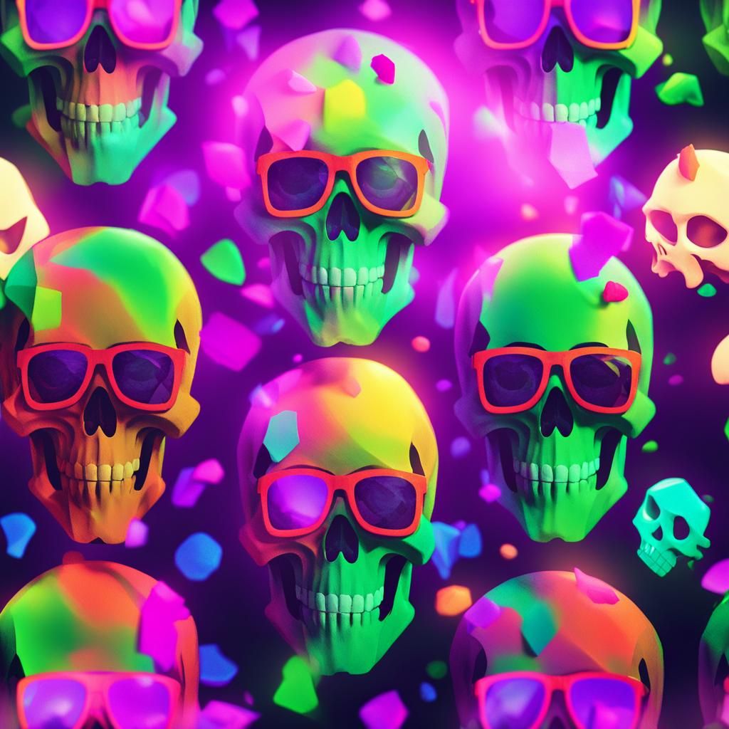 Psychedelic Disco Dance Party in Low-Poly Art Style