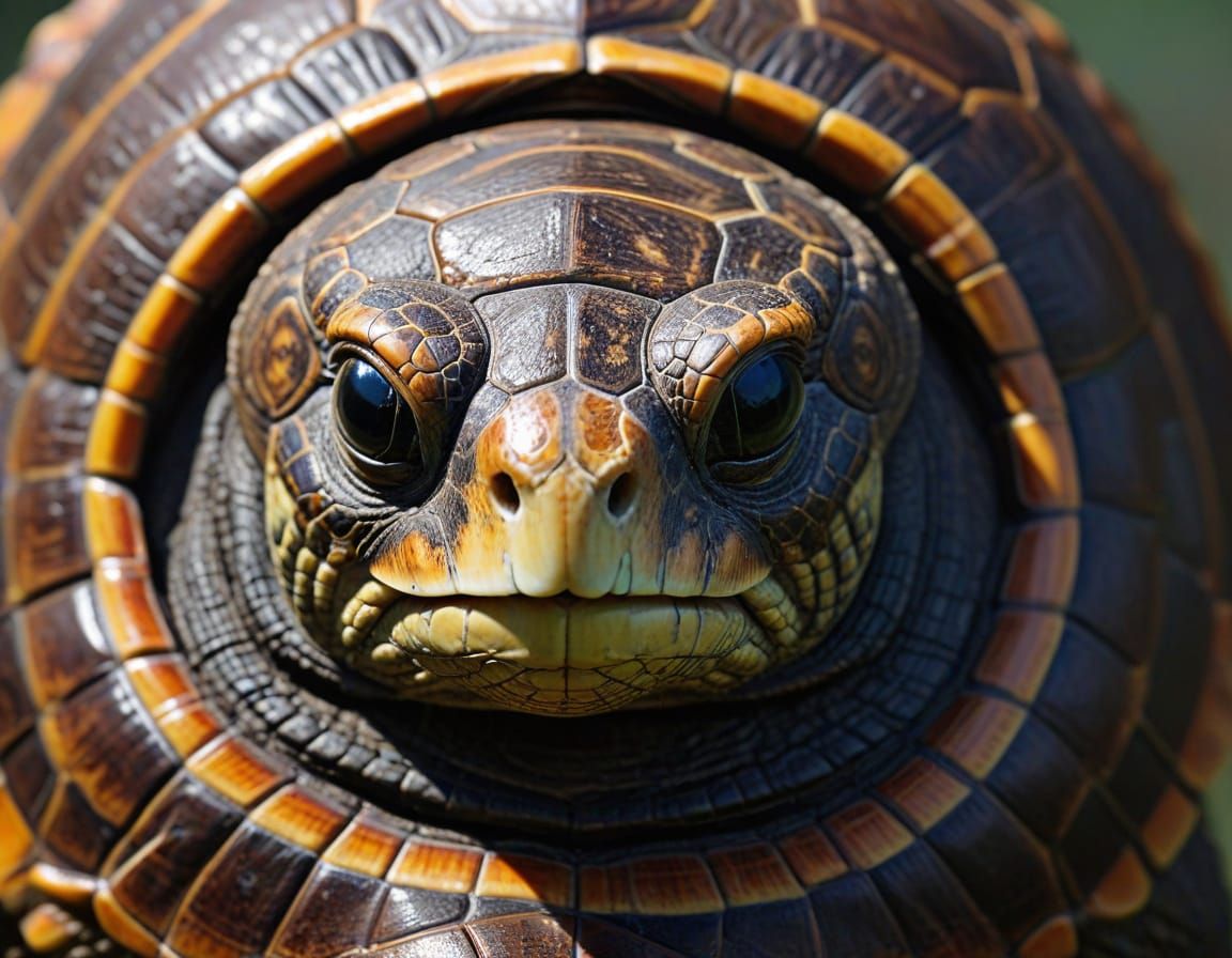 Turtle Shell With Human Face Pattern