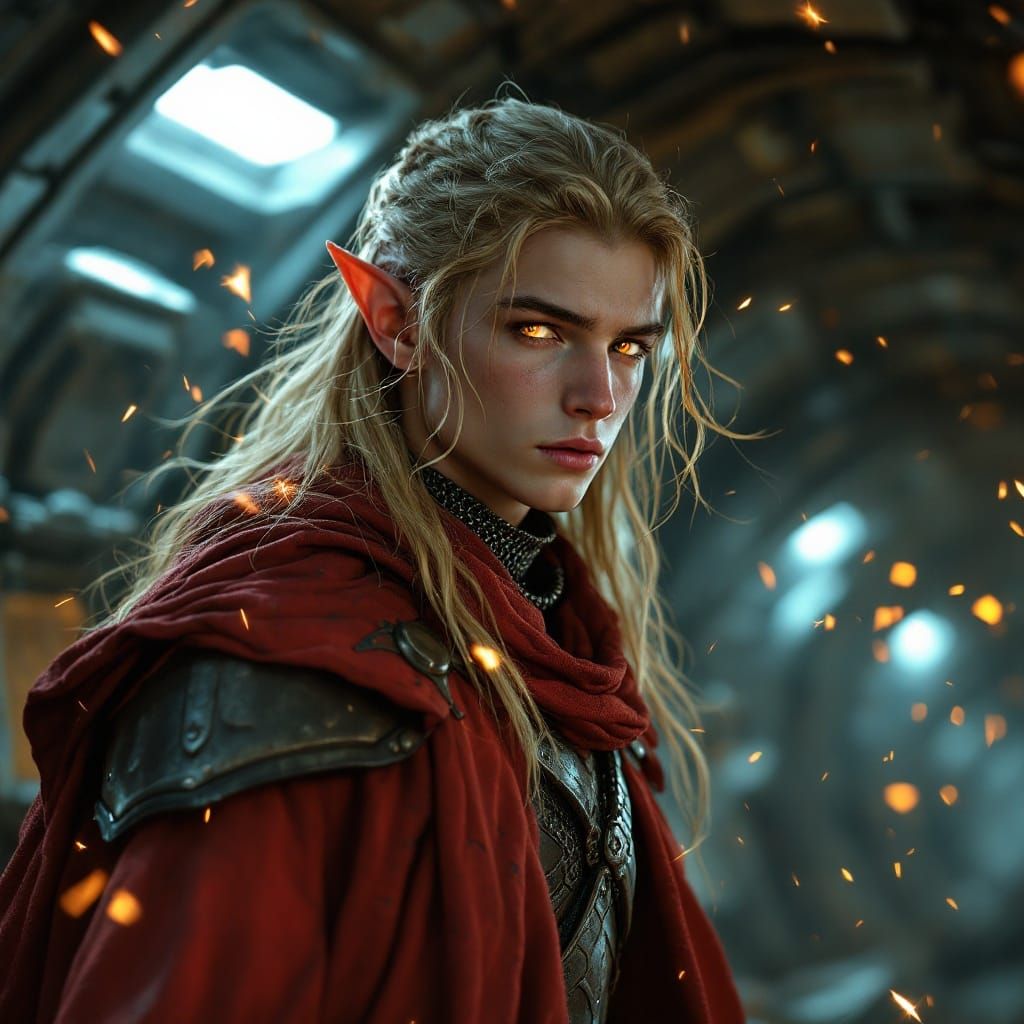 Majestic Teenage Elf in Ancient Spaceship