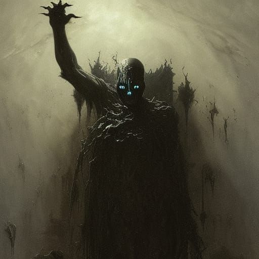 Horror Monster with Razor Teeth and Glowing Eyes