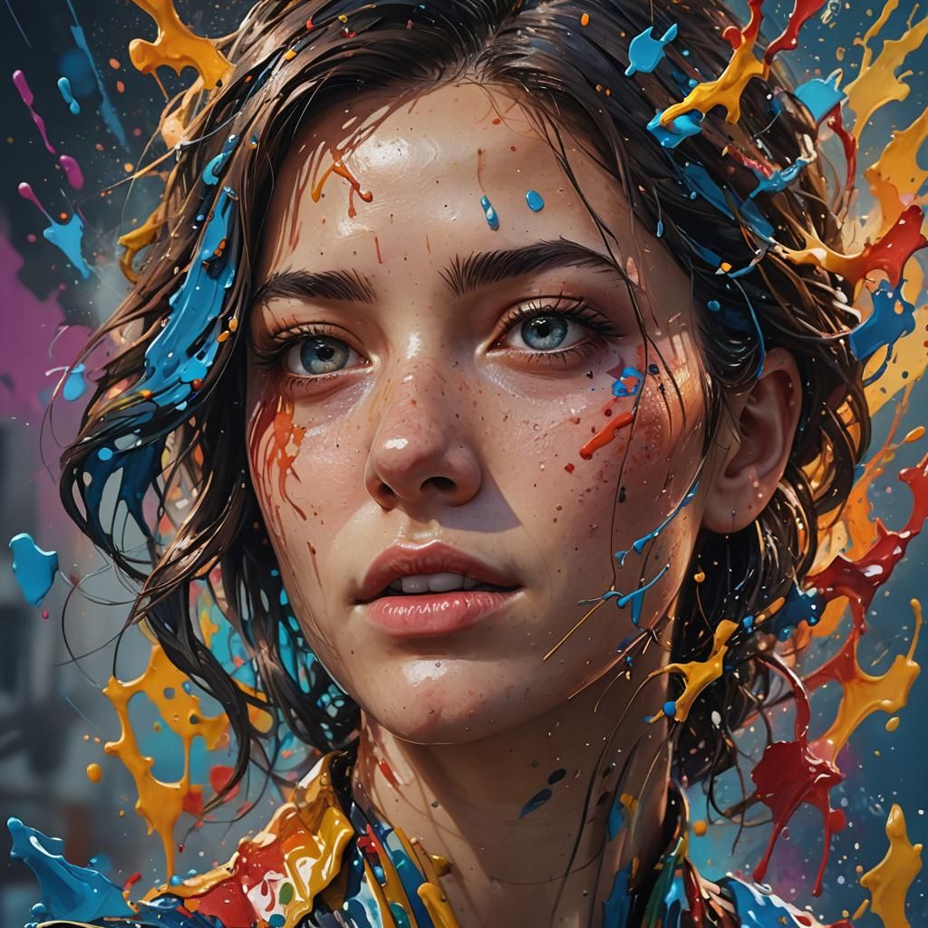 Hyperrealistic Portrait in Splash Art Style