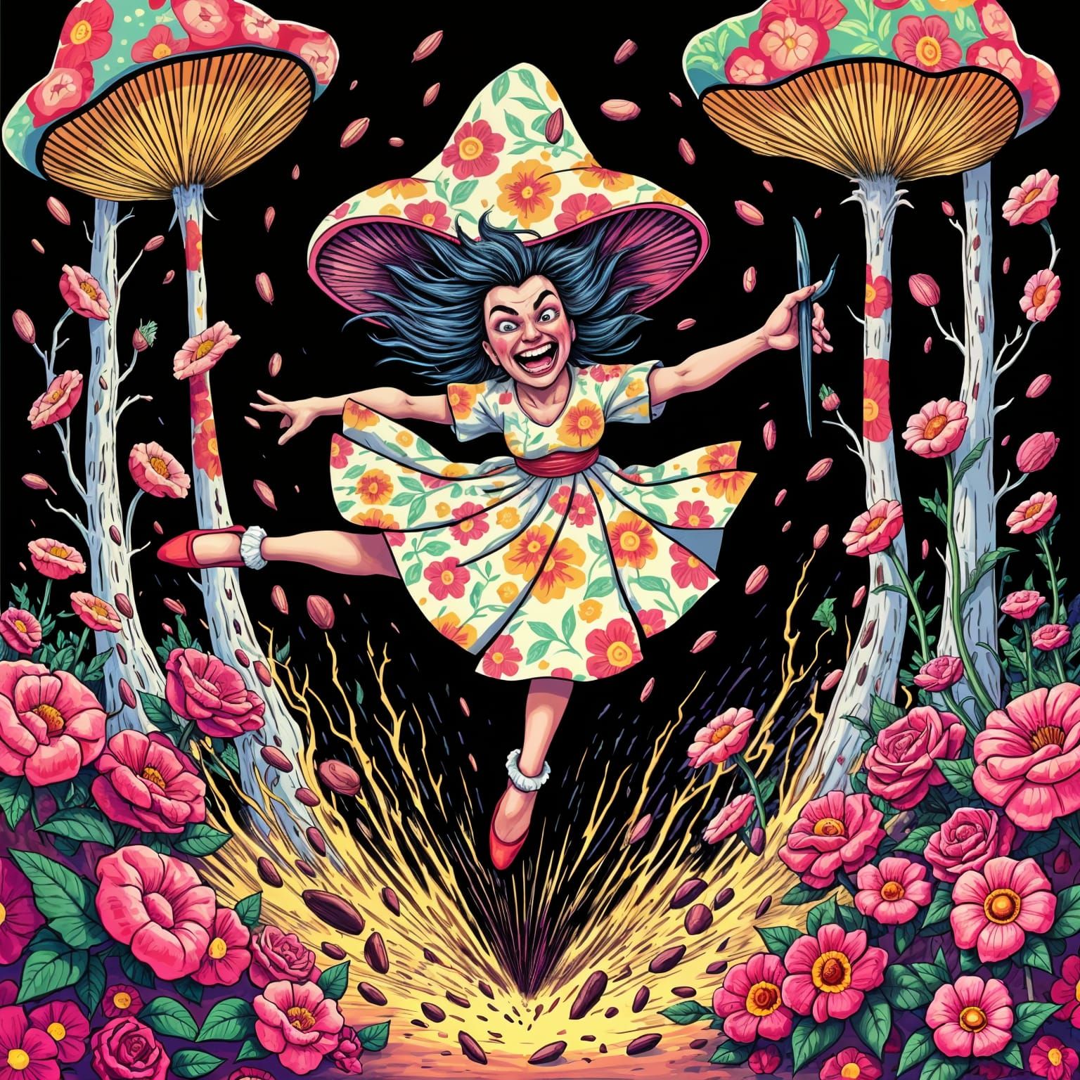 Vibrant Pop Art Dancer in Triadic Colors