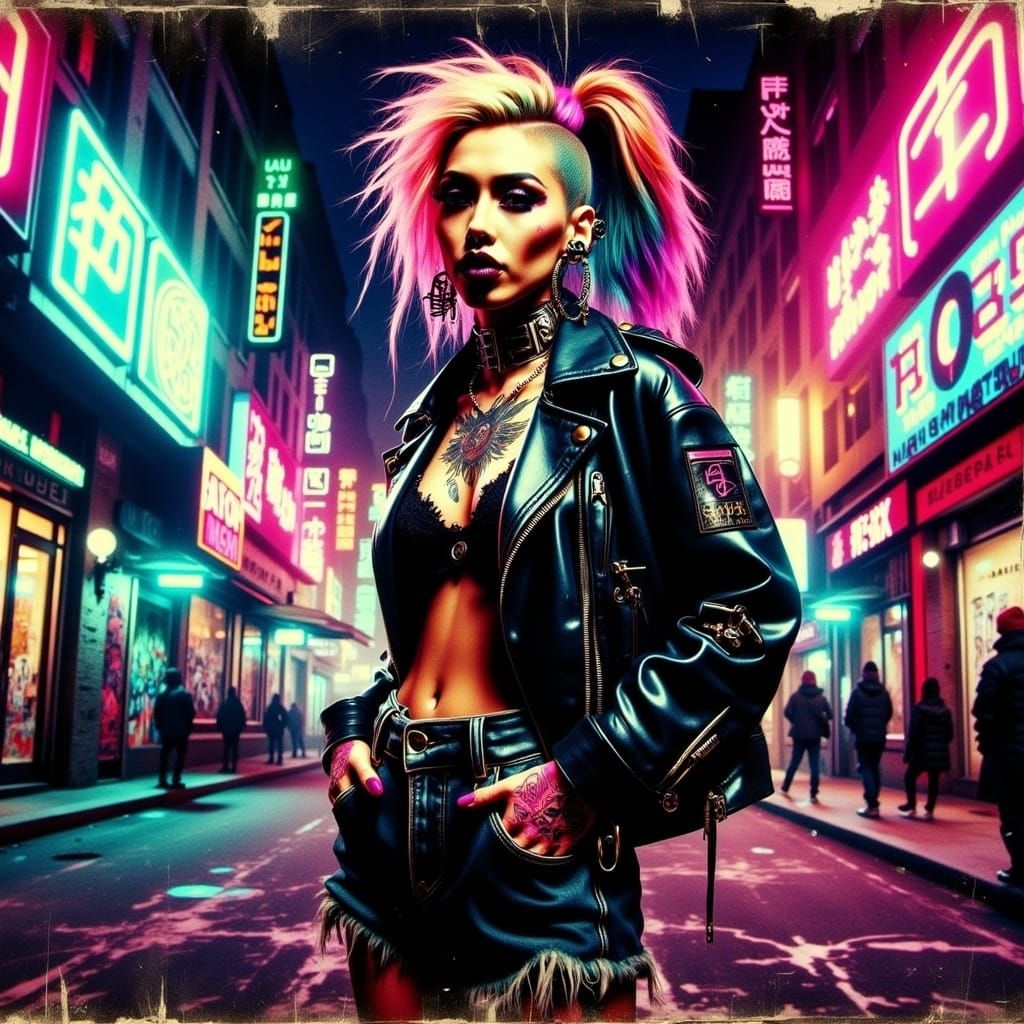 Madonna Radiates Confidence in Graffiti Neon Cityscape