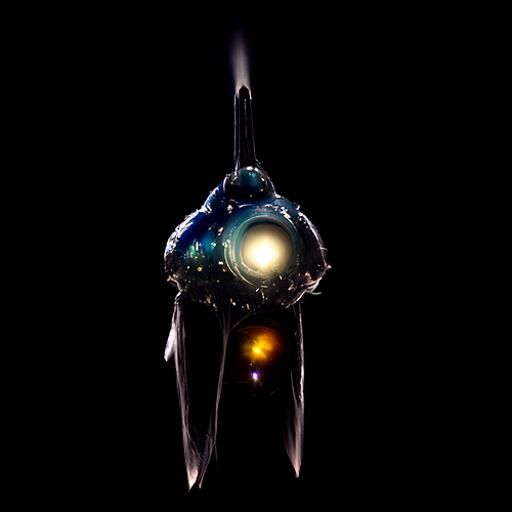 Icy Starship Drifting Through Oort Cloud: Digital Illustrati...