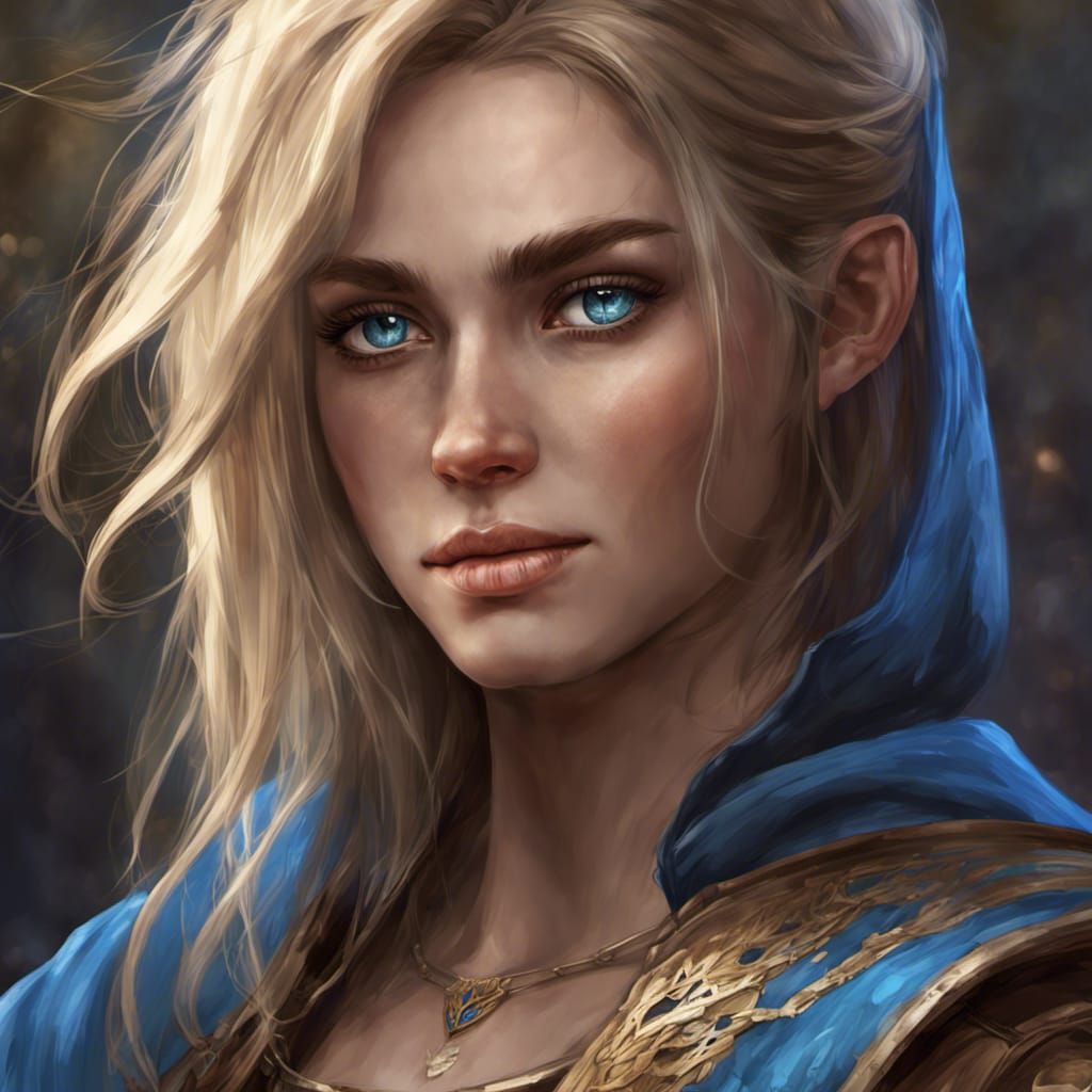 Half-Elf Bard Portrait in Detailed Fantasy Style