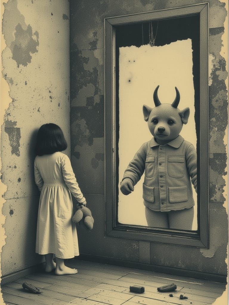 Haunting Nightmare Scene: Child in Asylum