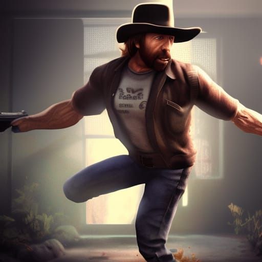 Hyperrealistic 3D Render of Chuck Norris