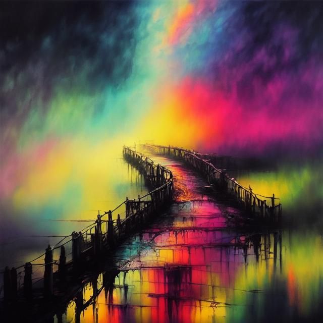 Burning Sky Landscape in Rothko-esque Graffiti Style