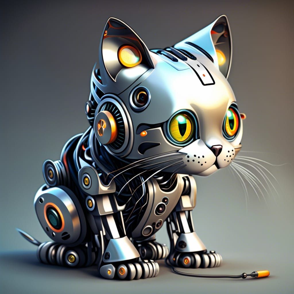 Futuristic Robotic Cat: AI-Generated Rendering