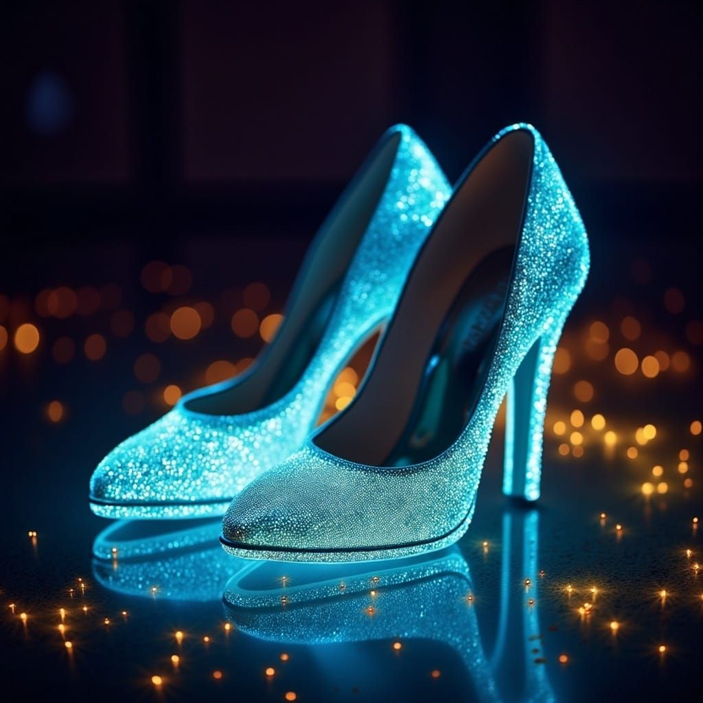 Bioluminescent Crystal High Heels in Vintage Lomography Styl...