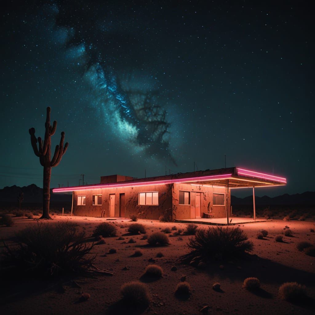 Neon Liminal Desert: Moody Abandonment