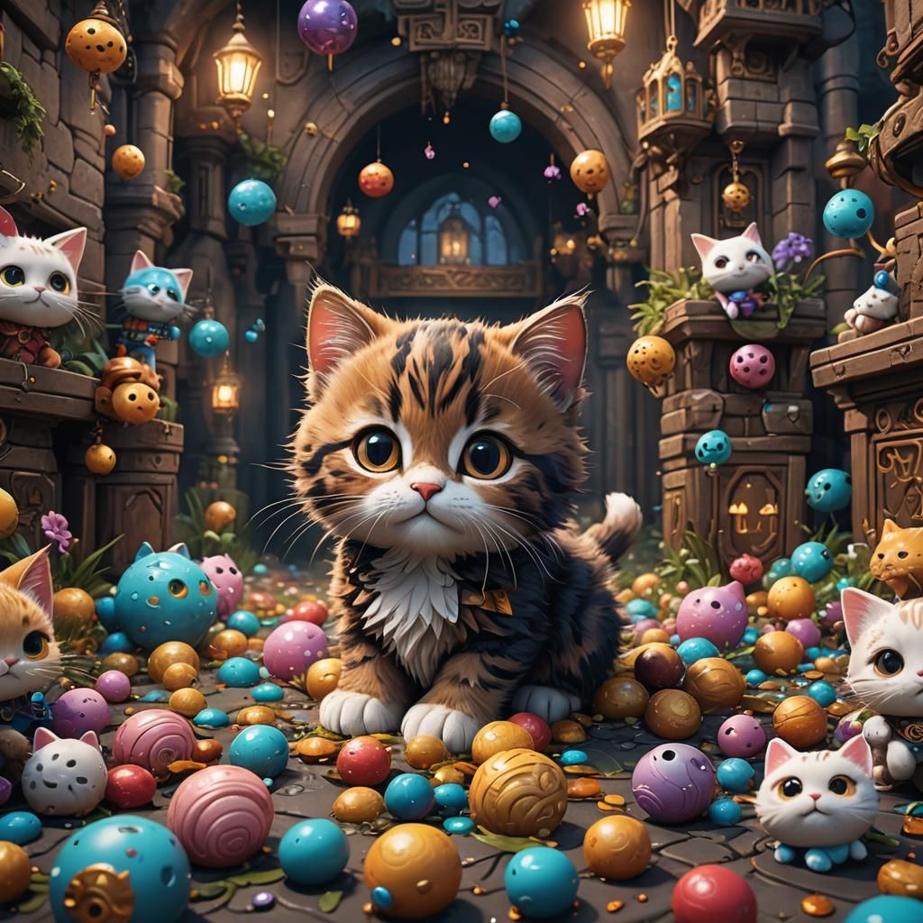Cute Kitty in Detailed Fantasy Art
