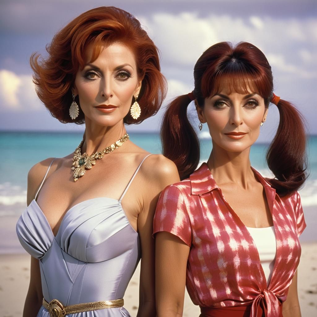 Tropical Beach Photo Featuring Two Young Women
