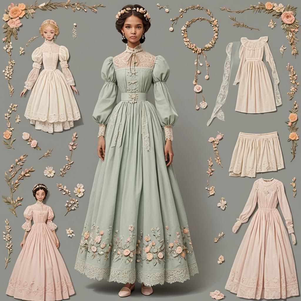 Pastel Floral Gown with Lace and Pearl Details