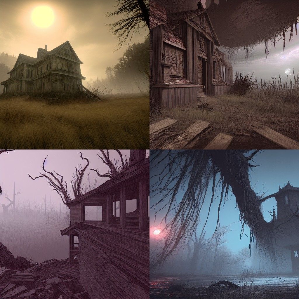Ominous Monster in Hyperdetailed Horror Landscape