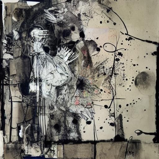 Ink Man and Rabbit in Splatter Art Style