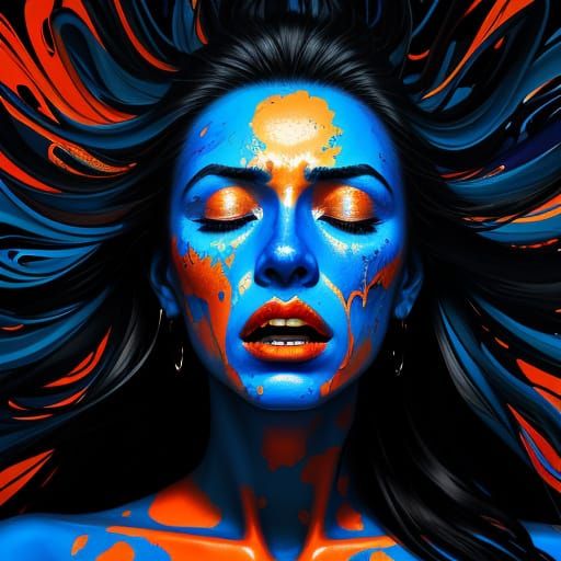 Surreal Portrait of a Young Woman's Anguished Expression