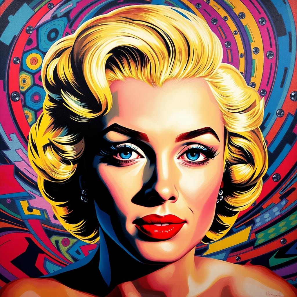 Marilyn Monroe in Vibrant Cubist Portrait