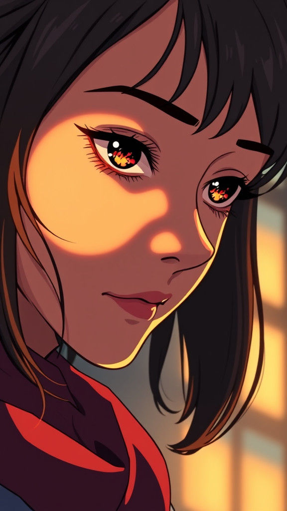 Teacher's Compassionate Expression in Anime Style