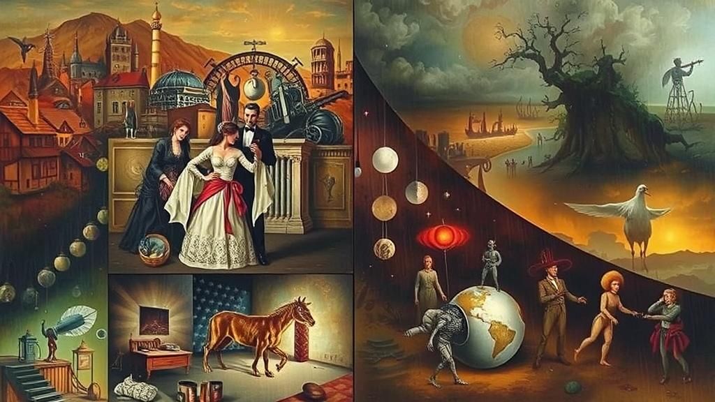 Dix and Schwitters Tango in Surreal Landscape