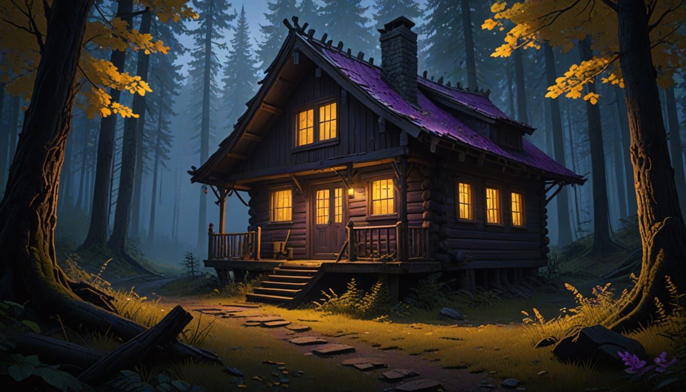 Abandoned Cabin in Mysterious Forest - Dark Fantasy Concept ...