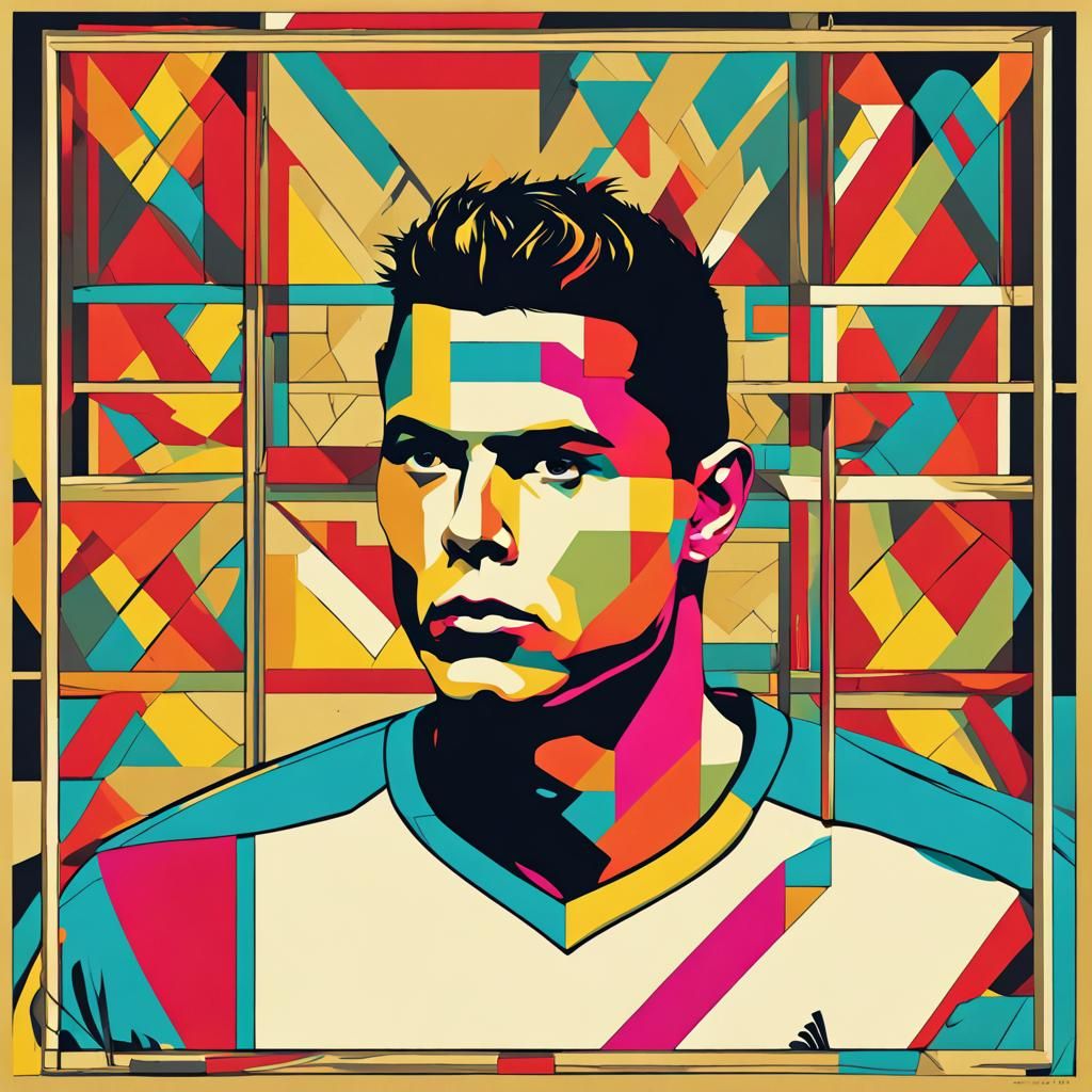 Ronaldo Pop Art Screen Print in Bauhaus Style