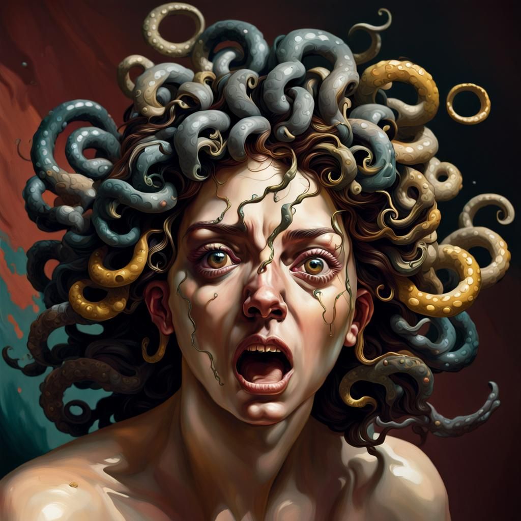 Hyperrealistic Medusa Concept Art in Color Depth