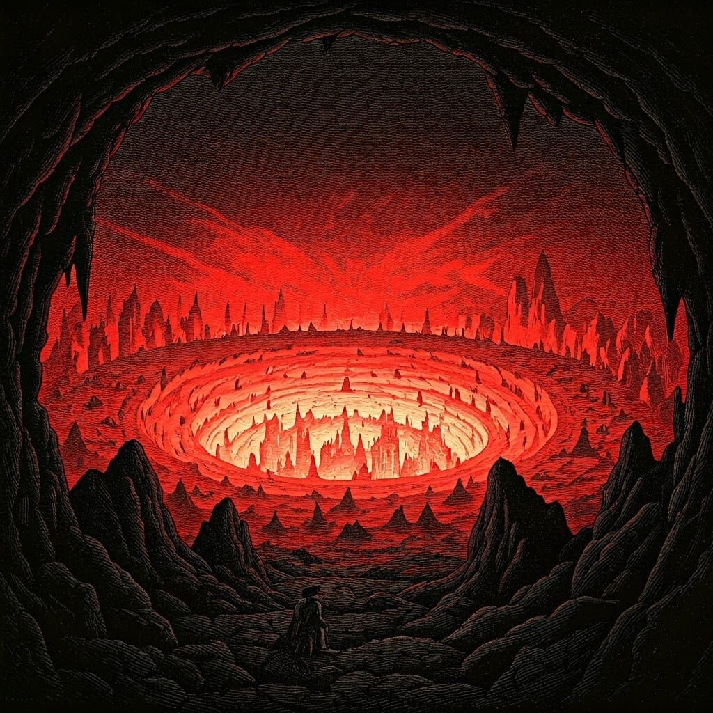 Dante's Nine Circles of Hell in Black and White