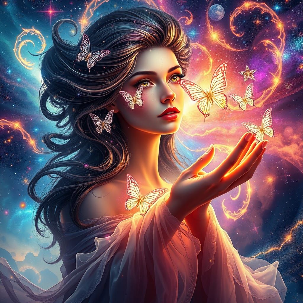 Ethereal Goddess in Cosmic Dreamscape