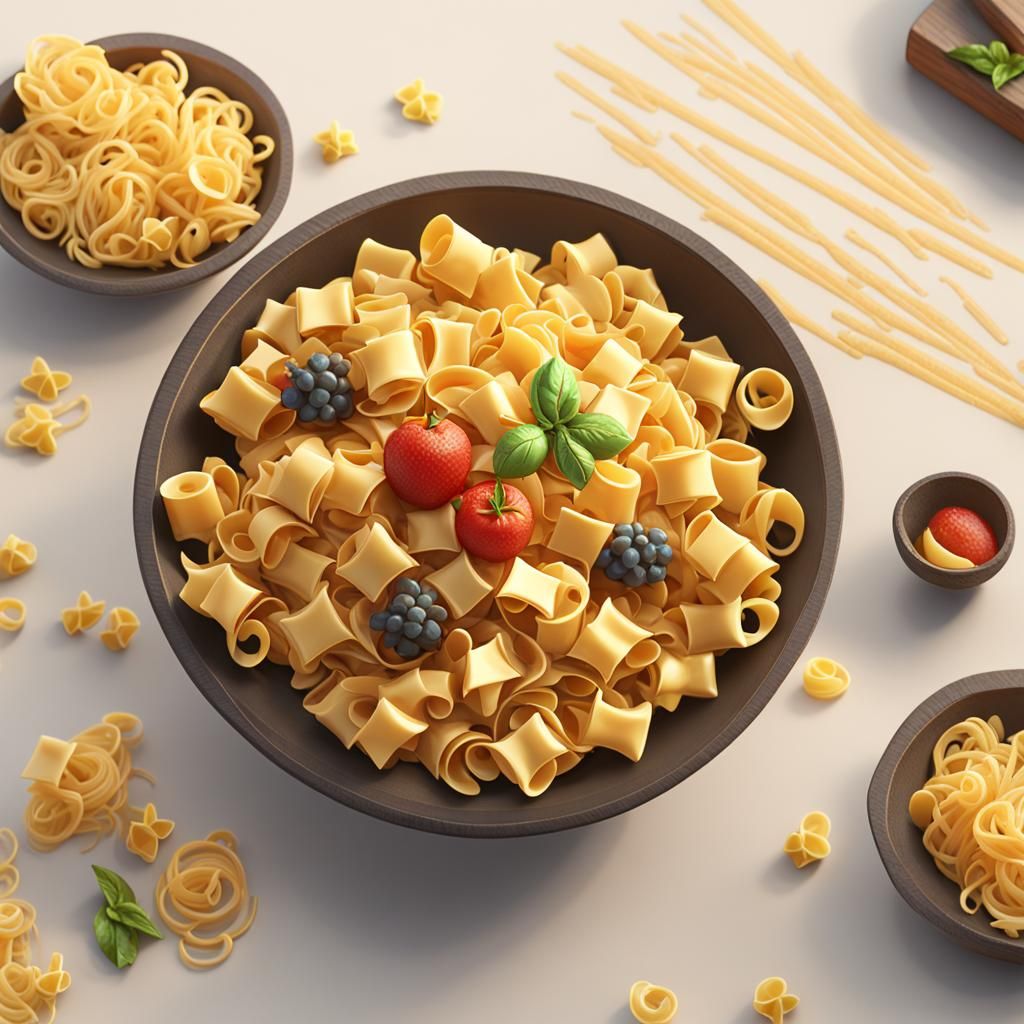 Bow Tie Pasta in 3D Game Cinematic Style