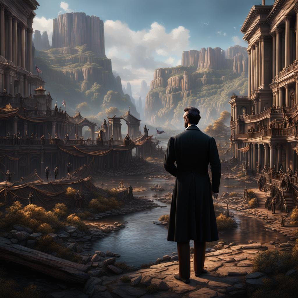 Detailed Matte Painting of Abraham Lincoln