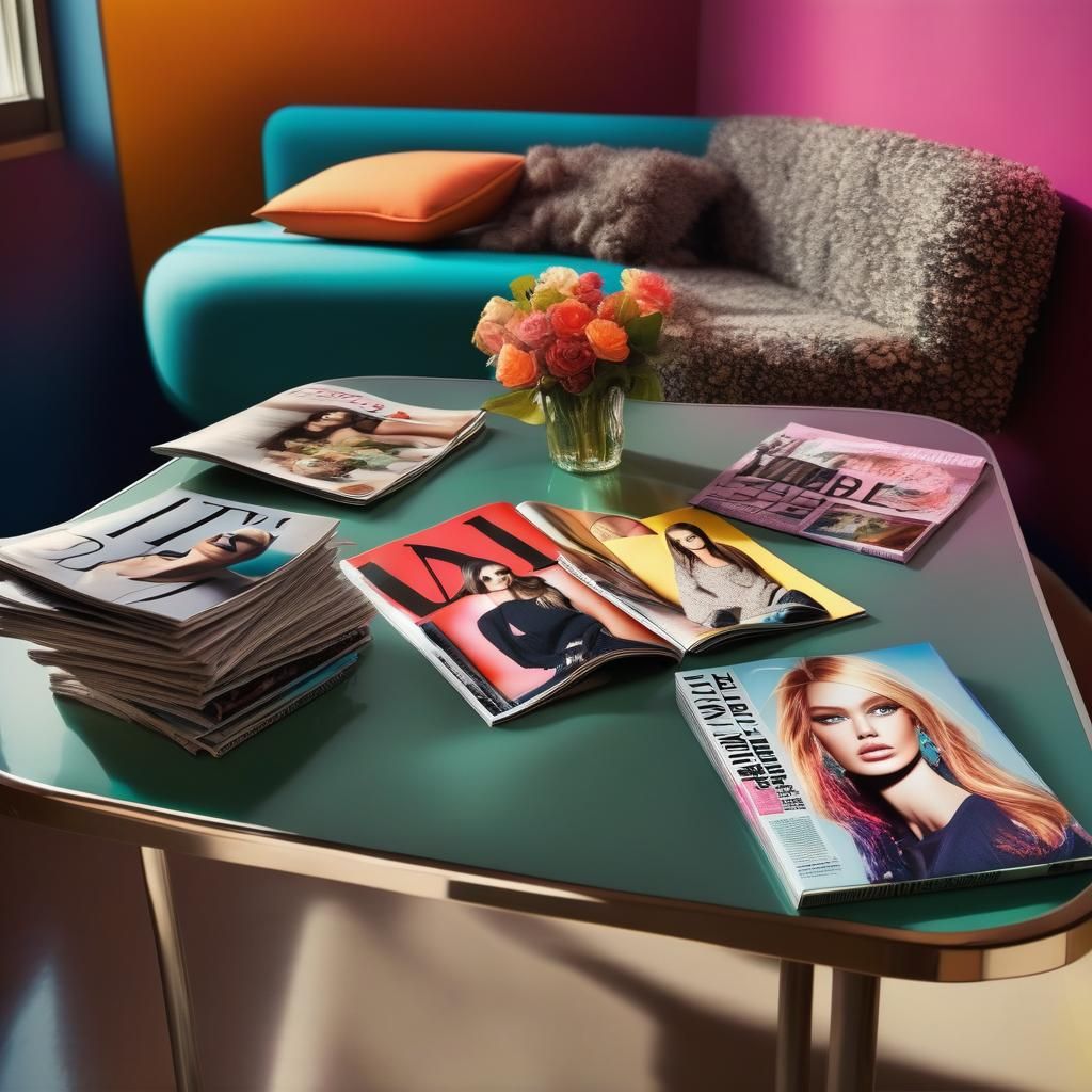 Waiting Room Table with Fashion Magazines in Splash Art